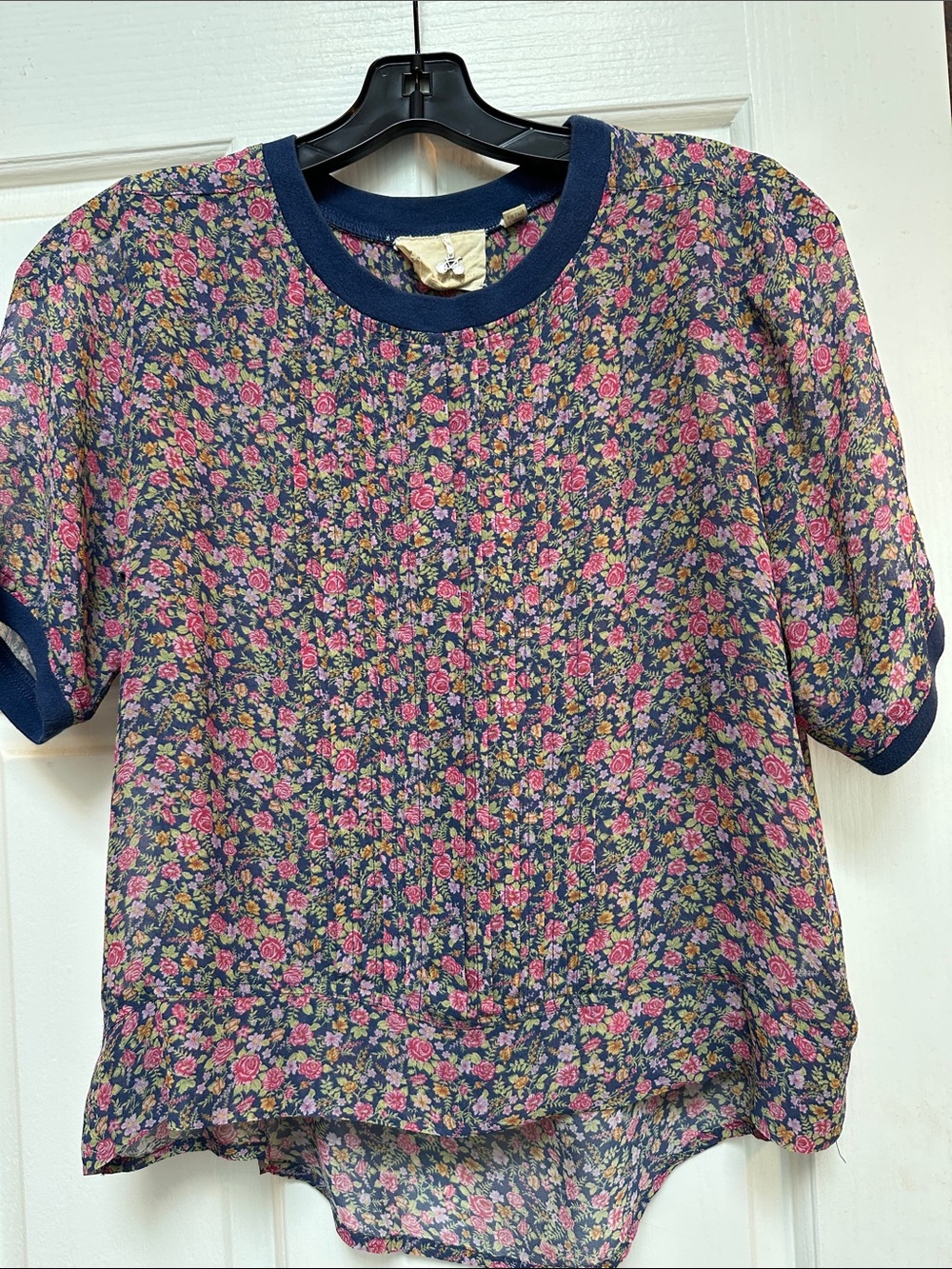 anthropologie Floral Short-Sleeve Top